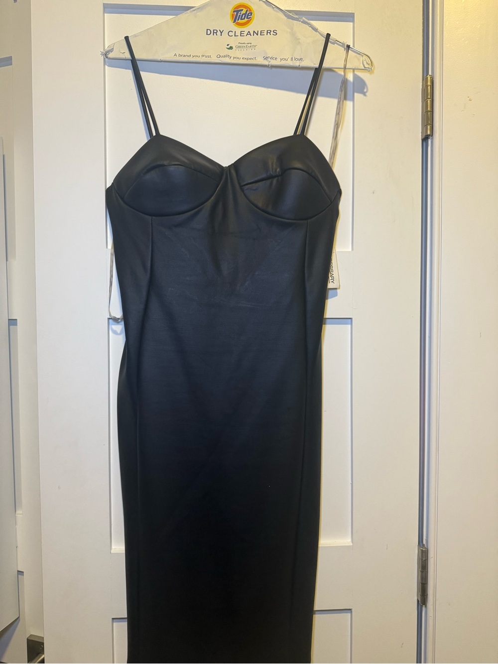 Black Faux Leather Midi Dress | Size Medium | NWT